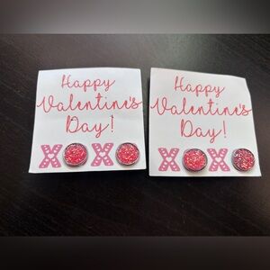 Pink Glitter Stud Earrings Valentine’s Day